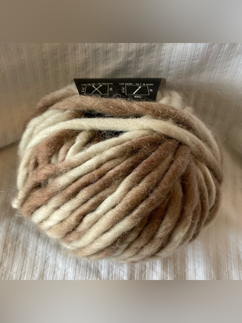 KC brand 100% wool Chunky Yarn Cream and Brown color blend